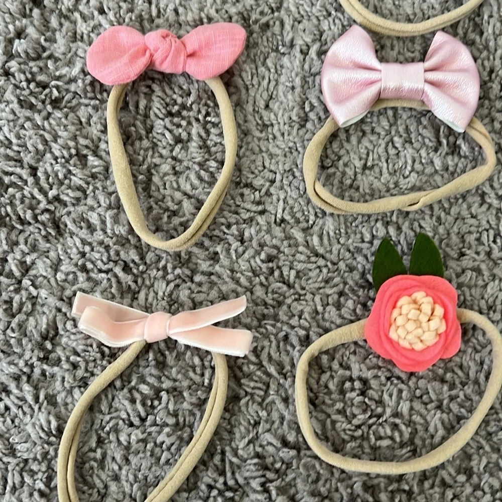 Baby Toddler Nylon Elastics Bow Bundle of 10 Bows